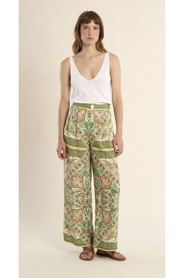 Printed Wide Leg Trousers