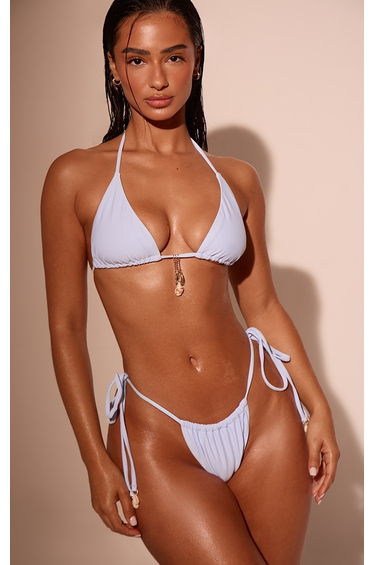 Baby Blue Charm Trim Tie Side Bikini Bottoms