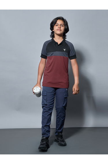 Boys Color Block Slim Fit Polo Sports T-Shirt