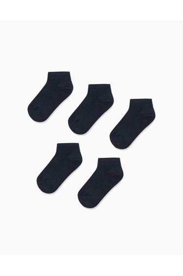 Pack of 5 Pairs of Plain Ankle Socks for Boys, Dark Blue