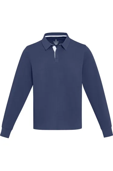 Elevate Unisex Adult Clyde Organic Cotton Rugby Polo Sweatshirt - Navy