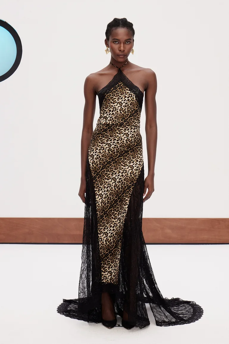 Elif Lace Leopard Maxi Dress