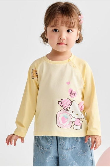 Girls' Long Sleeve Top With Graphic Front