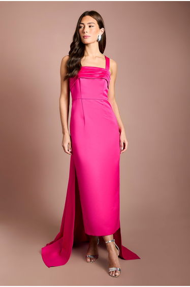 Muse Satin Drape Detail Strappy Midi Dress