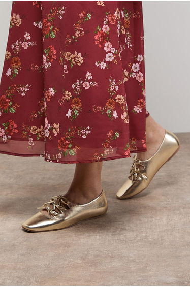 Darielle Faux Leather Multi Bow Ballet Pumps