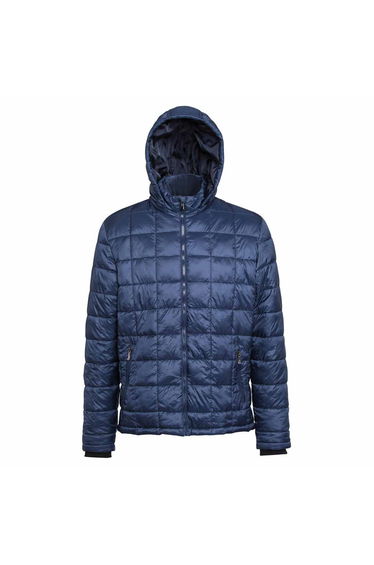 2786 Mens Box Quilt Hooded Zip Up Jacket - Navy