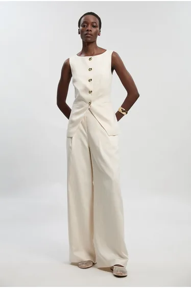 Tailored Linen Statement Button Front Waistcoat