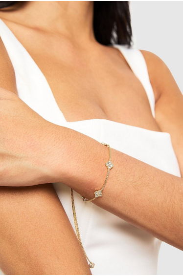 Embellished Flower Toggle Bracelet - gold