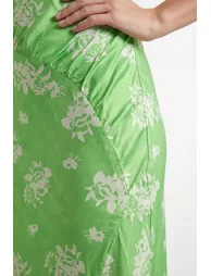 Floral Printed Racer Neck Seam Detail Bias Maxi Dress - 2