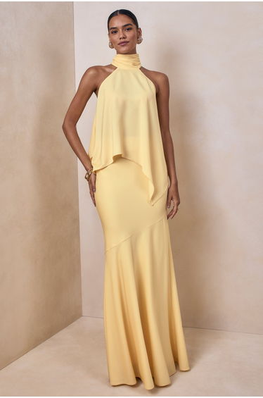 Sancelle | Lemon Satin Halter-Neck Top