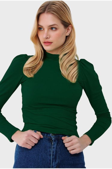 Women's Emerald Green Princess Sleeve Half Fisherman Camisole Blouse