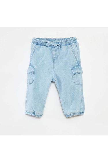 Denim joggers with pockets BLUE