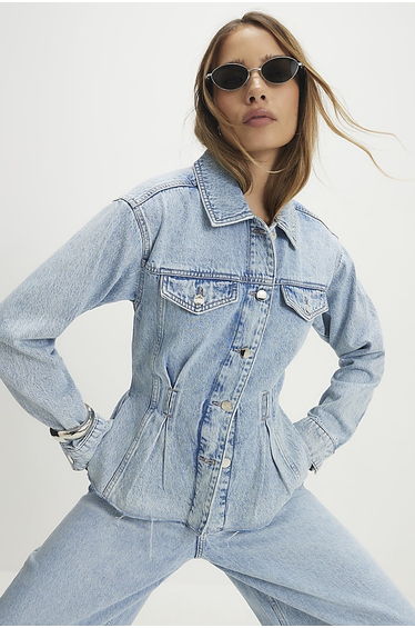 Blue Waisted Denim Jacket