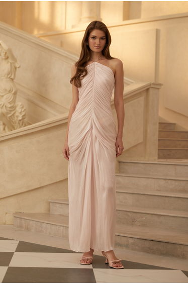 Ivresse Pink Halterneck Ruched Maxi Dress