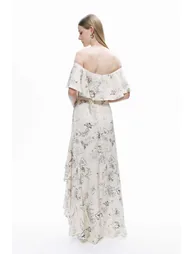 Patterned Midi Dress with Sash Tie - 5