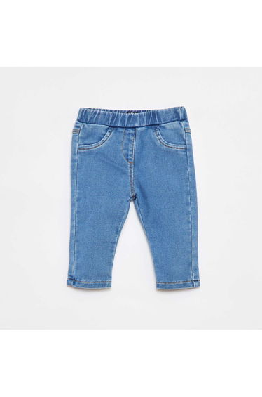 Denim-look stretch jeggings BLUE
