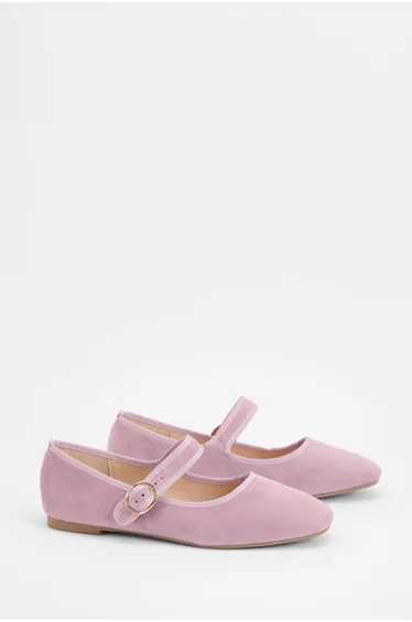 Penelope Faux Suede Marry Jane Ballet Pumps