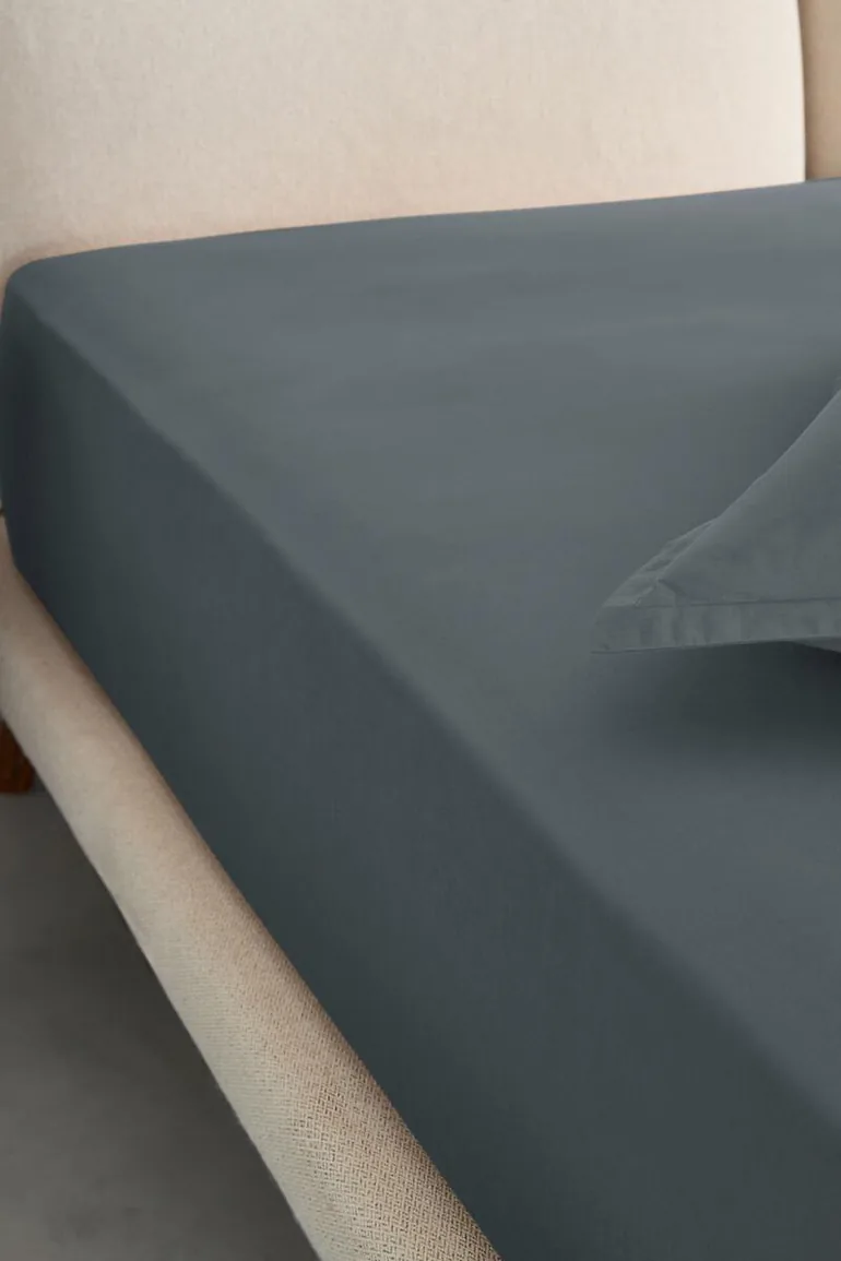 Sabbal Washed Percale Fitted Sheet with 30cm Flap - 1