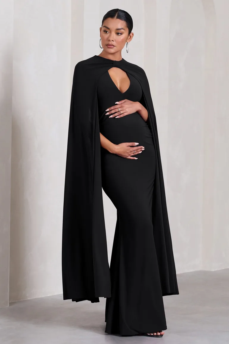 Shop Black Maternity Mermaid Maxi Dress Online in Bahrain