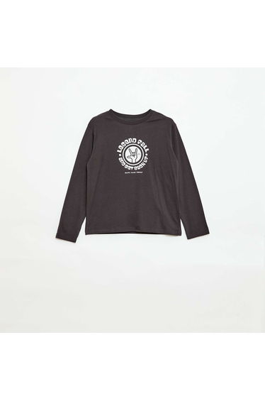 Printed long-sleeved T-shirt GREY