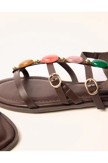 صندل بلو فانيلا باللون البني