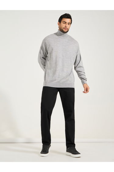 Relaxed Fit Turtle Neck Lightweight Sweater