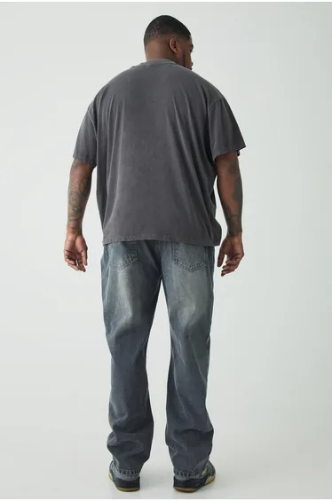 بنطلون جينز بقصة مستقيمة - للمقاسات الكبيرة