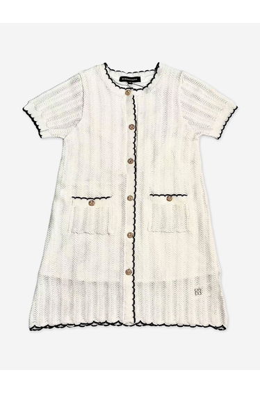 BCBGMAXAZRIA Girls Lightweight Knitted Dress in White