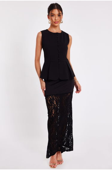 Black Lace Midaxi Skirt