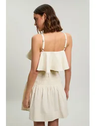 Cotton Poplin Contrast Stitch Belted Mini Dress - 2