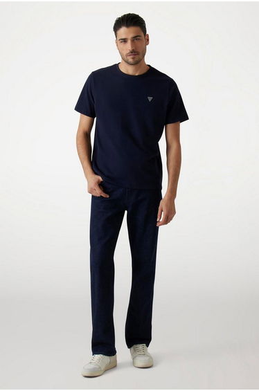Crew Neck Guess Patch Tee Logo Blue