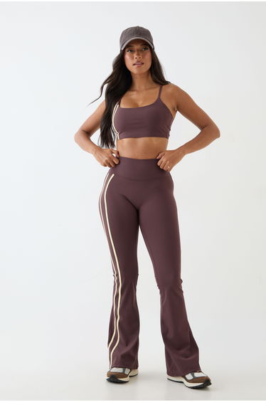 DSGN Studio Sculpt Side Stripe Flared Legging - chocolate