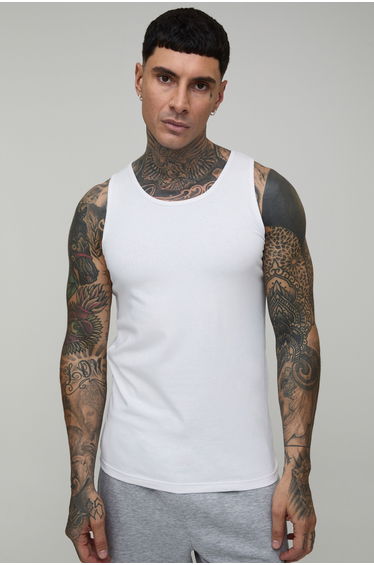 Tall Basic Muscle Fit Vest - white