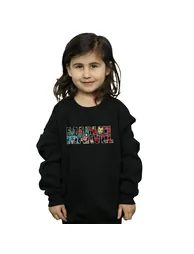 Marvel Comics Girls Logo Character Infill Sweatshirt - Black - 1