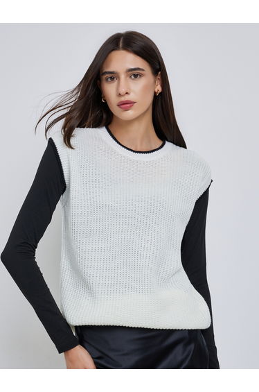 White Sleeveless Knit Top