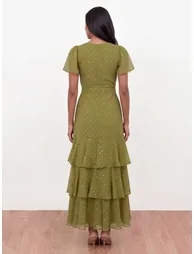 Anaya With Love Recycled Olive Faux Wrap Ruffle Midaxi Dress - 1