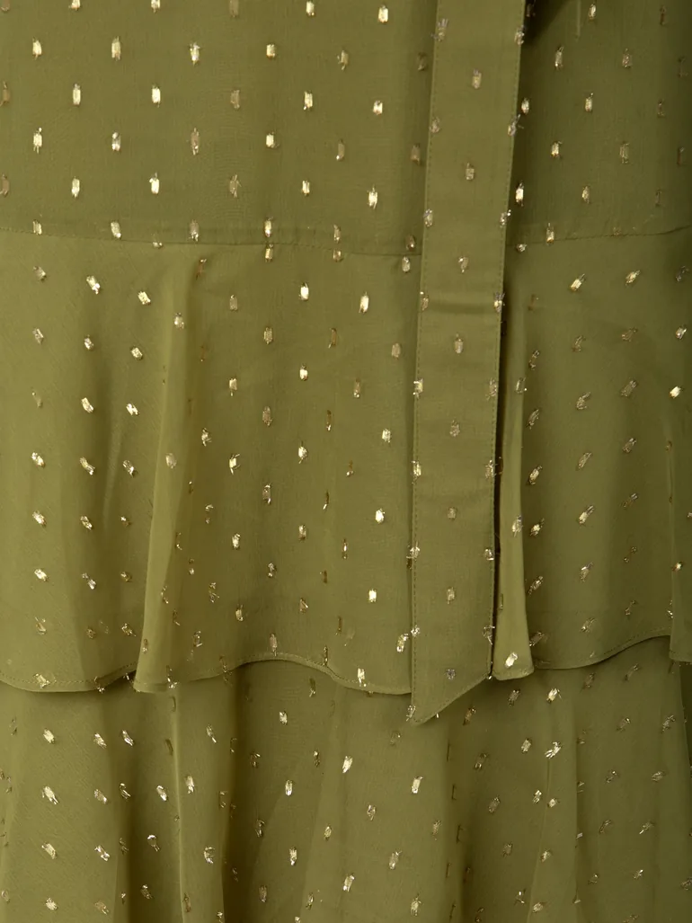 Anaya With Love Recycled Olive Faux Wrap Ruffle Midaxi Dress - 4