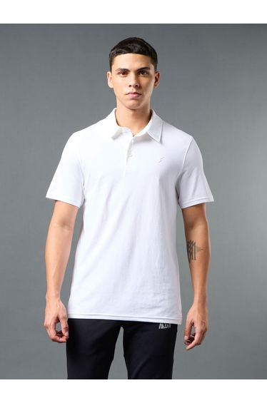 Men Solid Slim Fit Polo T-Shirt with COTFLEX
