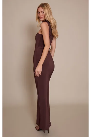 فستان بريتي ليتل ثينق بني ماكسي بقصة مستقيمة