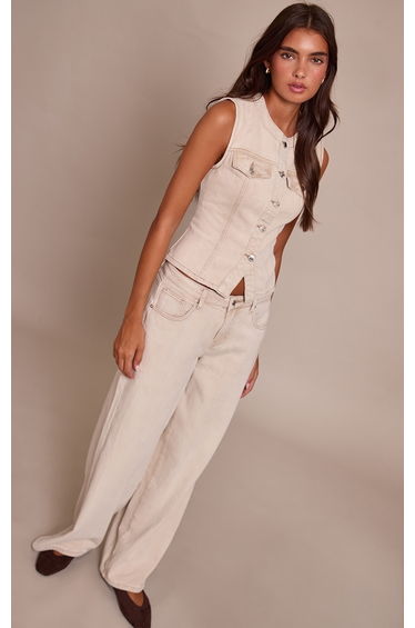 Stone Mid Waist Wide Leg Jeans
