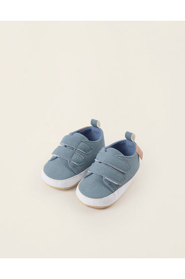 Trainers with Touch Fastener Straps for Newborn Boys, Blue