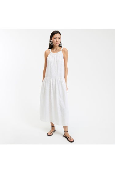 Sleeveless Maxi Dress in English Embroidery