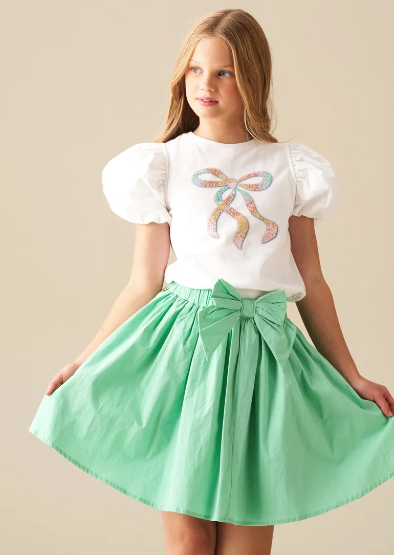 Roxie Bow Waist Skirt - Green - 1