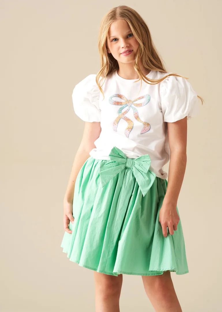 Roxie Bow Waist Skirt - Green