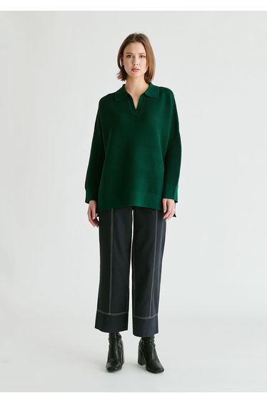 Polo Collar Ribbed Jumper