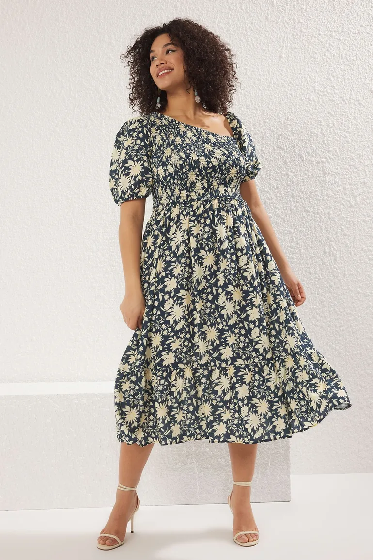 Emerald Green Shally Woven Plus Size Dress