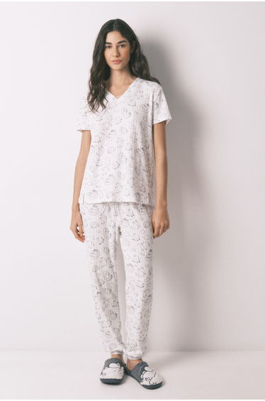 White soft ribbed Moomin print pyjamas