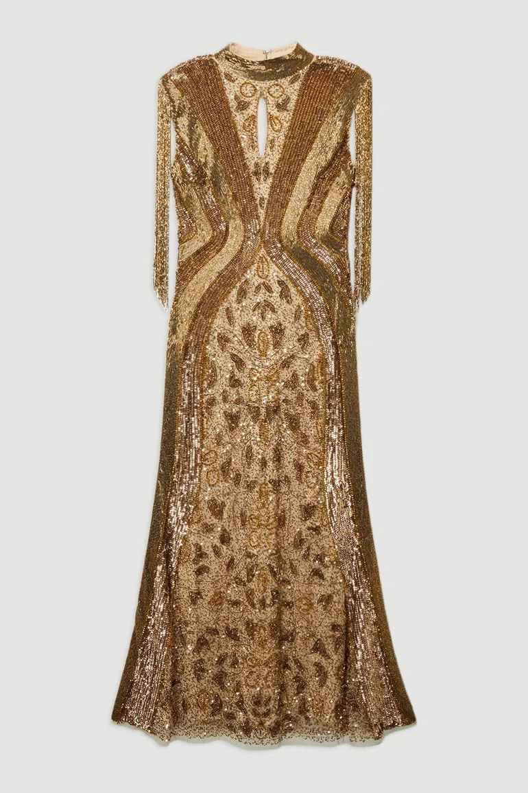 Embellished Beaded Cap Sleeve Woven Maxi Dress Karen Millen : Premium Dresses : VogaCloset Bahrain Embellished Beaded Cap Sleeve Woven Maxi Dress Karen Millen : Premium Dresses : VogaCloset Bahrain
