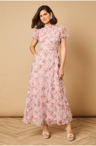 Floral Textured Maxi Dress