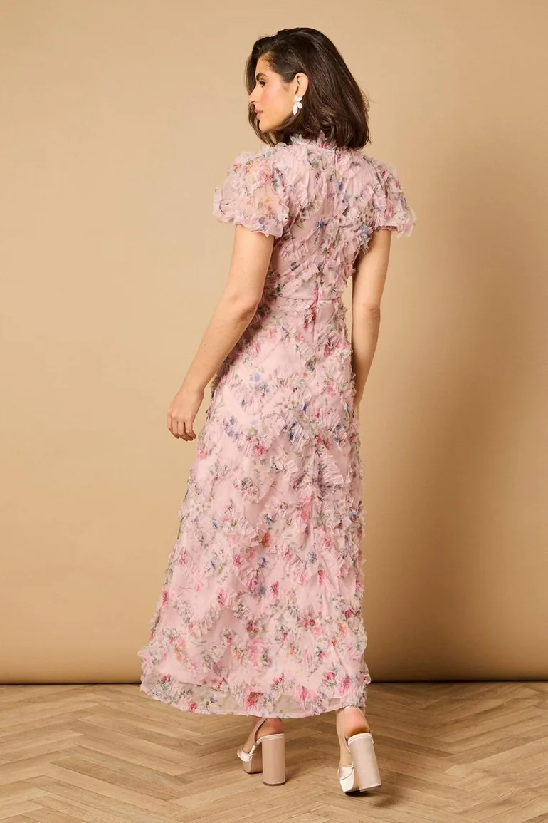 Floral Textured Maxi Dress - 3